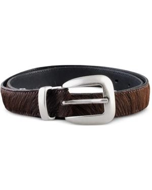 MOLEBO Engraved-Buckle Hair-On Belt - Brown