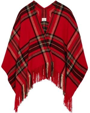 Isabel Marant Kamilo チェック フリンジ スカーフ - レッド