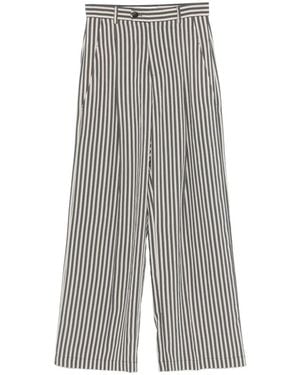 Tela Striped Button-Fastening Trousers - Grey