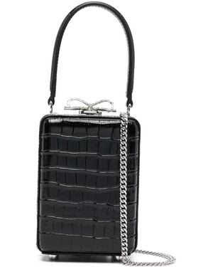 Self-Portrait Bow-Detail Top-Handle Mini Bag - Black