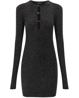 Amiri ロングスリーブ キーホール ミニドレス - ブラック