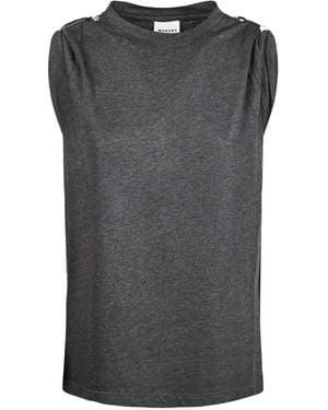 Isabel Marant Mc Zelna Anthracite Shoulder Detail T-Shirt - Grey