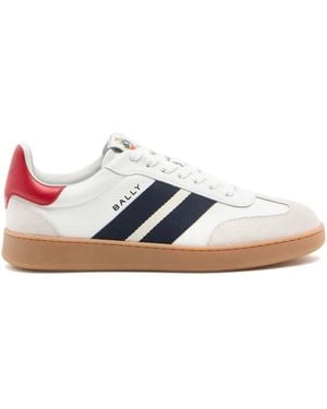 Bally Retro Crest Striped Leather Sneakers - Blue