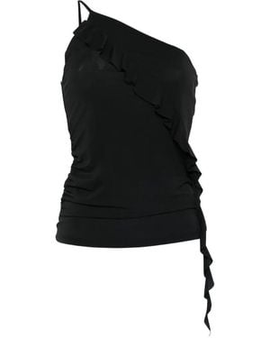 Pinko Ruffled One-Shoulder Top - Black