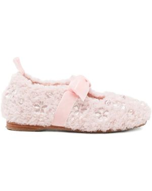 Rockfish X Susan Fang Furry Ballet Flats - Pink
