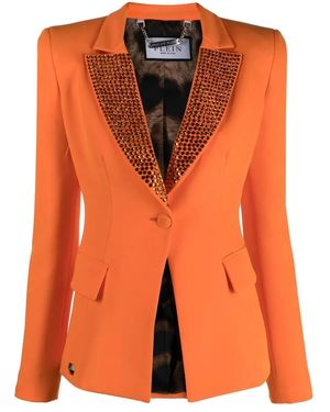 Philipp Plein Fitted Single-Breasted Blazer - Orange