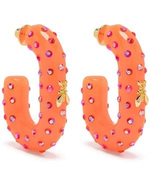 Patrizia Pepe Rhinestone Hoop Earrings - Orange