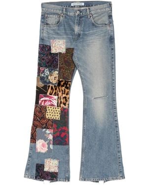 Junya Watanabe Vaqueros Con Efecto Envejecido Y Diseño Patchwork - Azul