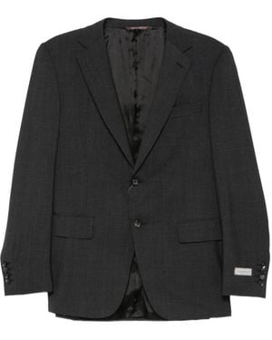 Canali Check-Pattern Wool Suit - Black