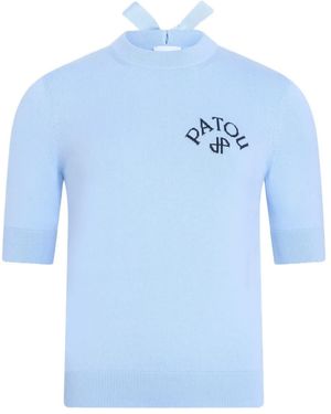 Patou Bow Short-Sleeved Top - Blue