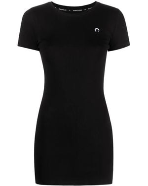 Marine Serre Logo Organic Cotton T-shirt Dress - Black