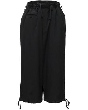 Yohji Yamamoto Cropped-Hose Mit Kordelzug - Schwarz