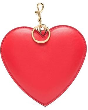 Moschino Heart Sheepskin Keyring - Red