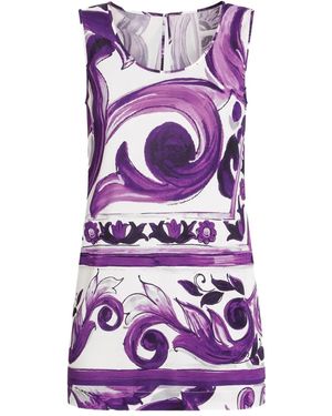 Dolce & Gabbana Maiolica Print Tank Top - Purple