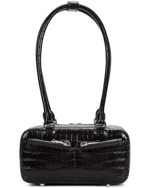 Self-Portrait Mini Crocodile-Embossed Leather Bag - Black