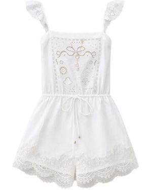 Self-Portrait Lace-Trim Playsuit - White
