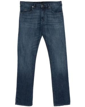 Emporio Armani Faded-Effect Straight-Leg Jeans - Blue