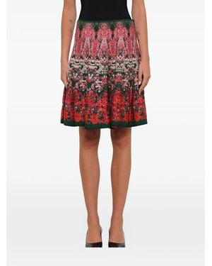 McQueen Silk-blend Jacquard Skirt - Red