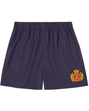 Sporty & Rich Logo-Embroidered Shorts - Blue