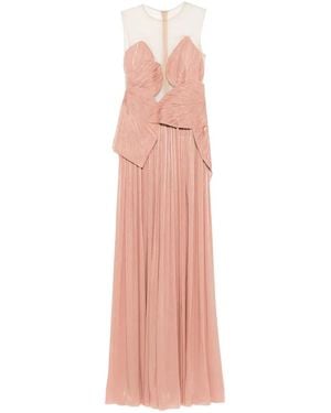 Costarellos Serenne Lame Georgette Gown - Pink