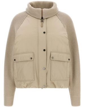 Brunello Cucinelli Monile Ribbed-Knit Jacket - Natural