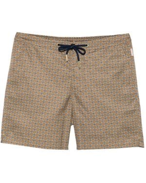 Orlebar Brown Geometric-Pattern Drawstring Swim Shorts - Brown
