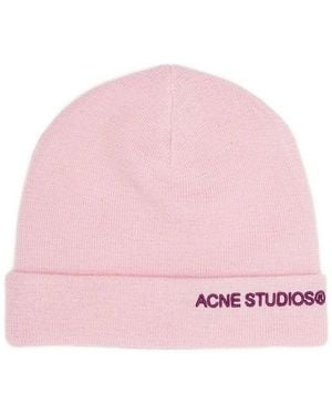 Acne Studios Embroidered Beanie - Pink