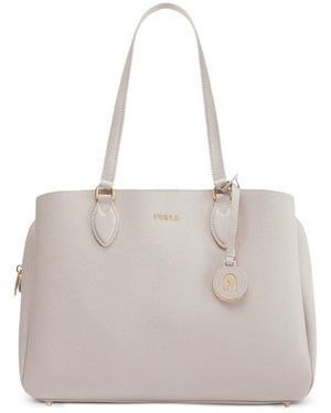 Furla L Minerva Logo-Appliqué Shoulder Bag - Natural