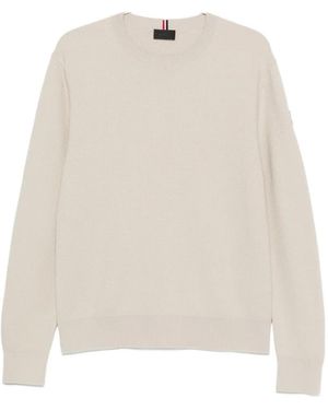 Moncler Logo-Patch Waffle-Knit Jumper - White