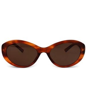 Balenciaga Oval-Frame Sunglasses - Brown