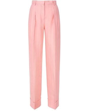 ANDAMANE Pleated Pinstripe Tailored Pants - Pink