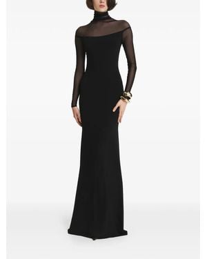 2310 STUDIO Mesh-Panelled High-Neck Maxi Dress - Black