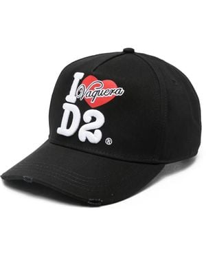 DSquared² Distressed Logo Cap - Black