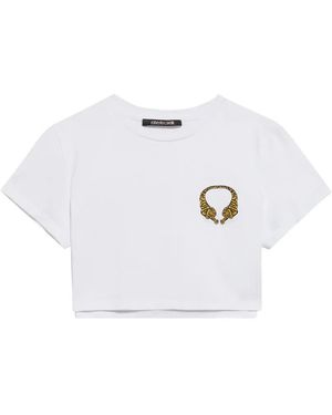 Roberto Cavalli Cropped T-Shirt - White