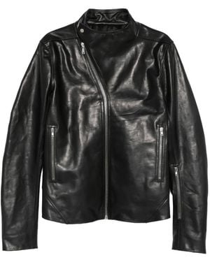 Rick Owens Chaqueta Release De Piel Con Cremallera Asimétrica - Negro