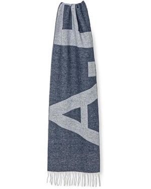 A.P.C. Logo-Jacquard Wool Scarf - Blue