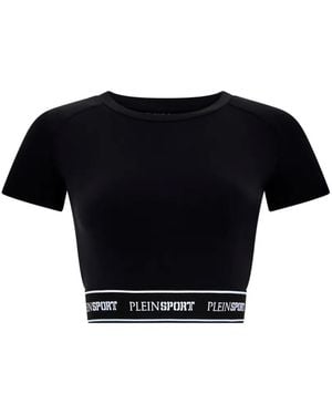 Philipp Plein T-Shirt Crop À Lettrage Raglan - Black