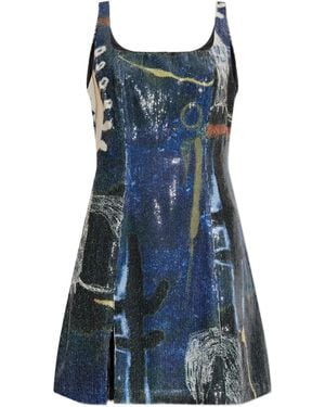 Munthe Vestido corto con estampado abstracto - Azul