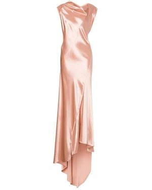 Alberta Ferretti サテンロングドレス - ピンク