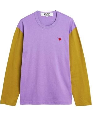 Comme des Garçons Play Heart-Patch Long-Sleeves T-Shirt - Purple