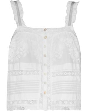 LoveShackFancy Sully Cropped Crocheted Top - White