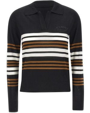 Iceberg Striped Polo Shirt - Black