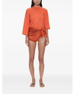 Christopher Esber Bandana-Detail Asymmetric Pareo T-Shirt - Orange