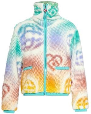 CASABLANCA Monogram-pattern zip-up jacket - Weiß