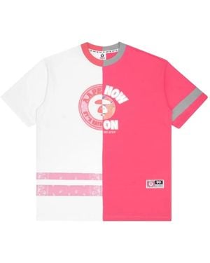 Aape By A Bathing Ape Paneled Logo-Print T-Shirt - Pink