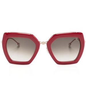 Philipp Plein Geometric-Frame Sunglasses - Red