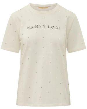 MICHAEL Michael Kors Stud-Embellished Logo-Print T-Shirt - White