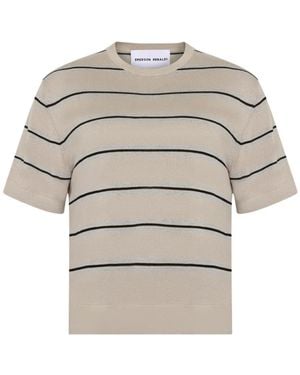 EMERSON RENALDI Camiseta A Rayas Con Cuello Redondo - Gris