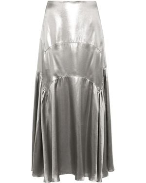 Lanvin Falda Larga Metalizada - Gris