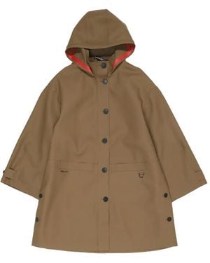 Bimba Y Lola Buttoned Hooded Coat - Natural
